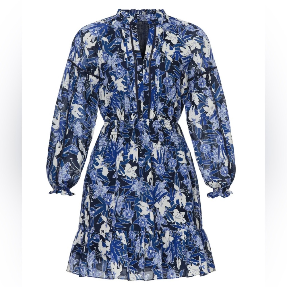 Lauren Ralph Lauren NWT Dress Zedekya Blue Floral Cotton Voile Sz 10